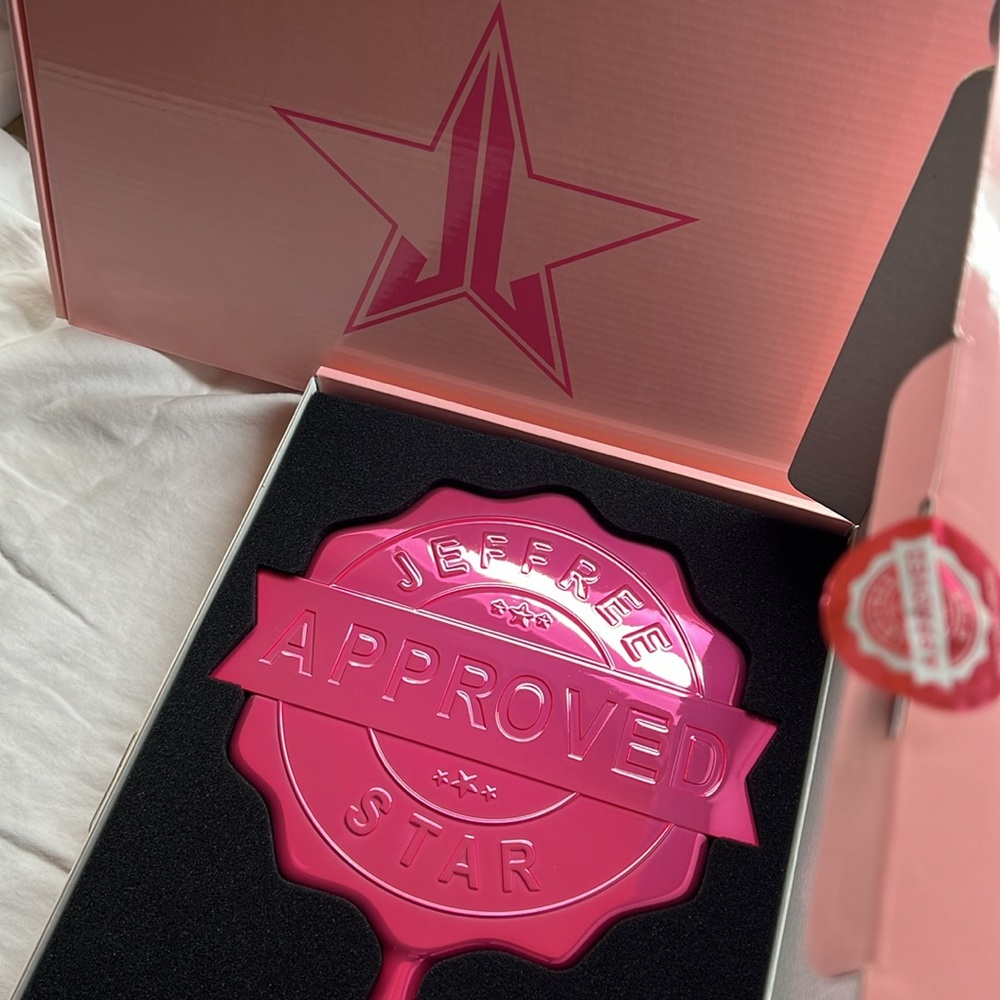 Jeffree Star Metallic Pink “Approved” stamp mirror